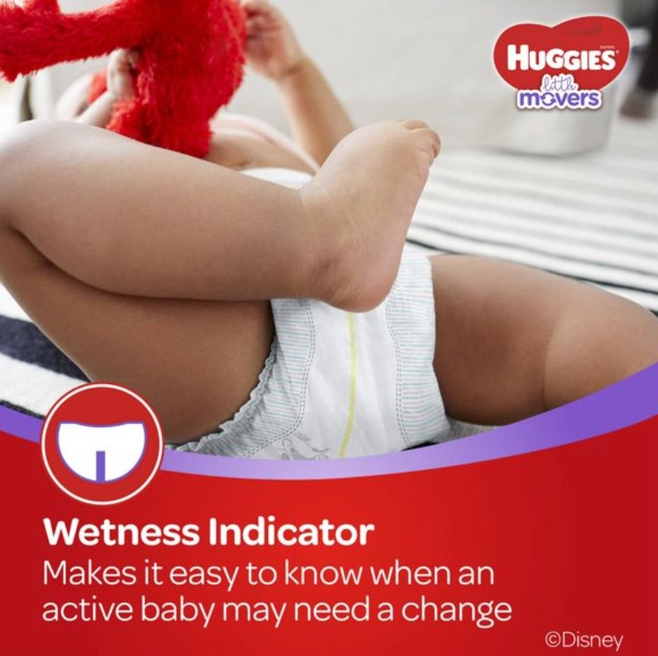 Huggies Little Movers, Baby Diapers (Category: Diapers & Baby Wipes) located in Marikina City. Submitted by skowshop (Listing ID 1207388397, Image 3). Description: Huggies Little Movers diapers AVAILABLE SIZES Size 5 fit babies over 27 lb. (124 count) Size 6 fit babies over 35 lb. (104 count) About this item Absorbent Leak Lock system provides up to 12 hours of protection DryTouch liner with Double Grip strips Little Movers diapers feature adorab