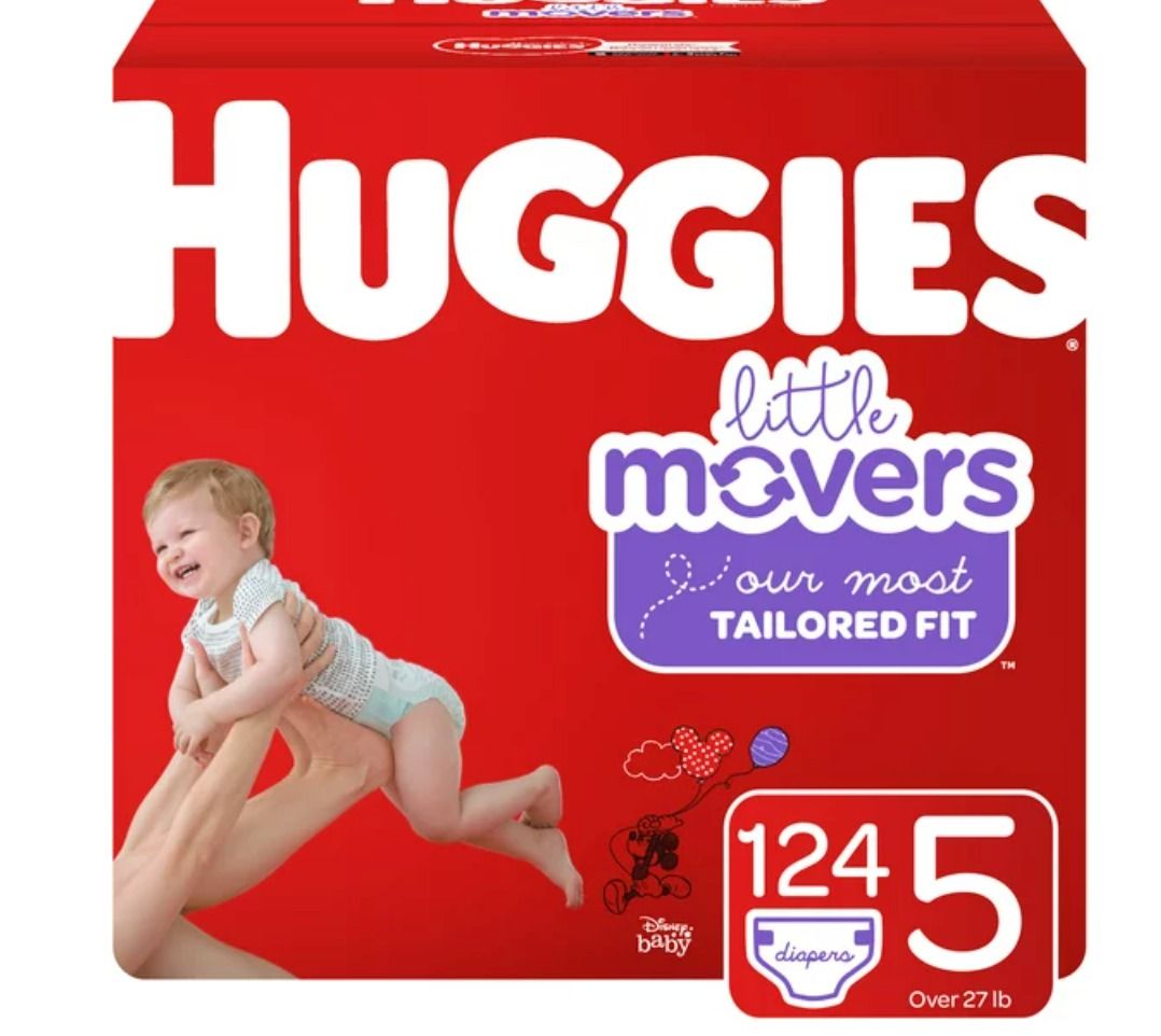 Huggies Little Movers, Baby Diapers (Category: Diapers & Baby Wipes) located in Marikina City. Submitted by skowshop (Listing ID 1207388397, Image 1). Description: Huggies Little Movers diapers AVAILABLE SIZES Size 5 fit babies over 27 lb. (124 count) Size 6 fit babies over 35 lb. (104 count) About this item Absorbent Leak Lock system provides up to 12 hours of protection DryTouch liner with Double Grip strips Little Movers diapers feature adorab