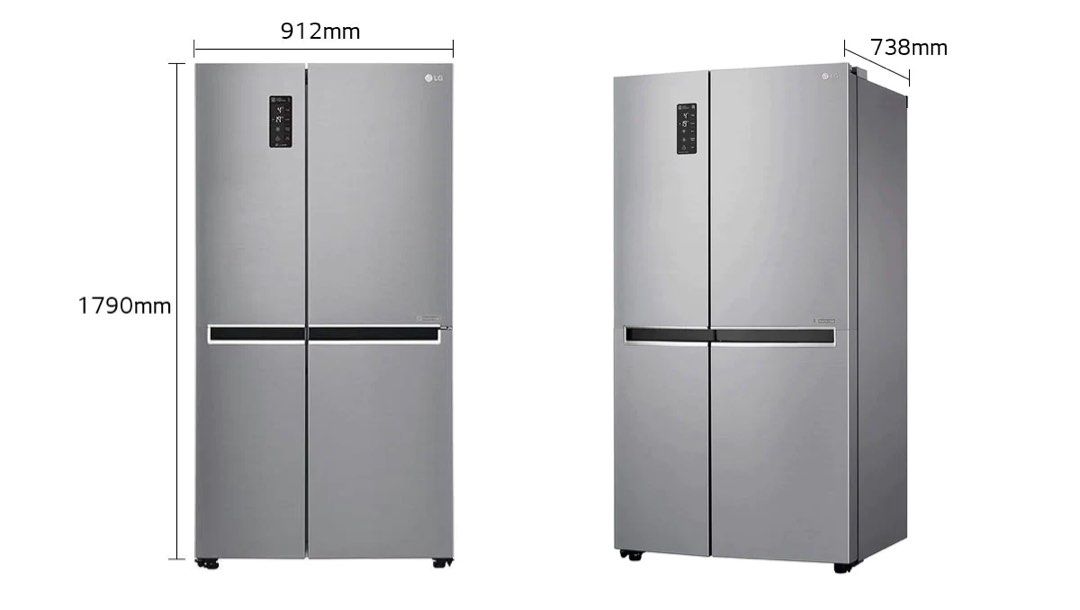 LG 626L side by side fridge with Inverter Linear Compressor in Platinum Silver, TV & Home