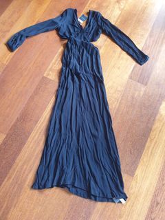 Long Black Dress. Side-cut outs