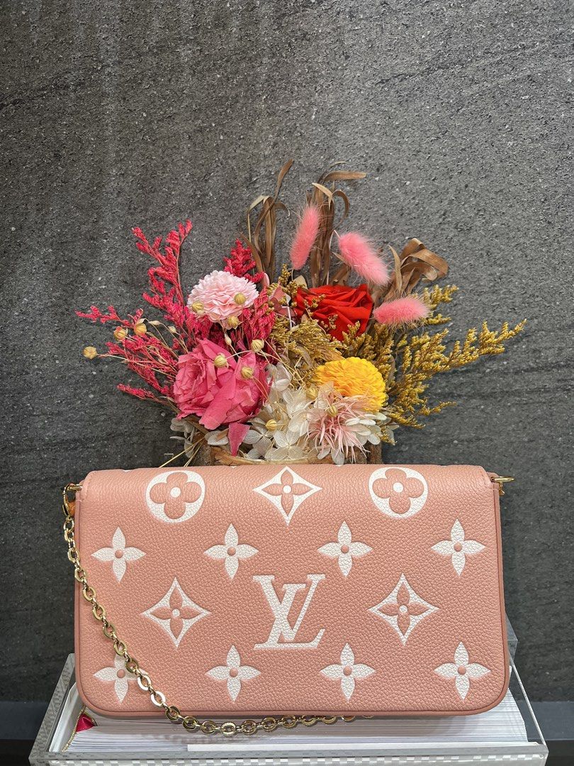 Louis Vuitton Rose Trianon / Cream Pochette Felicie Pouch Inserts NEW!! Both