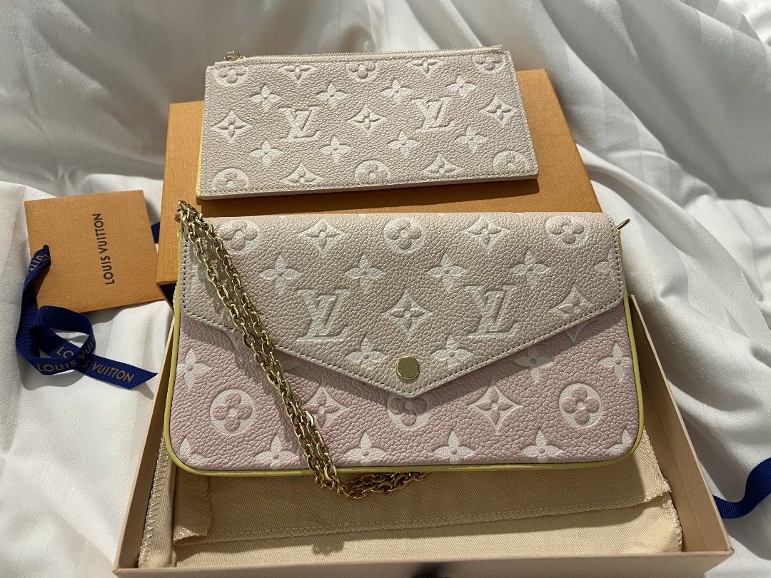 Louis Vuitton M81359 Monogram Empreinte Leather Felissie Pochette Sling bag  Pink