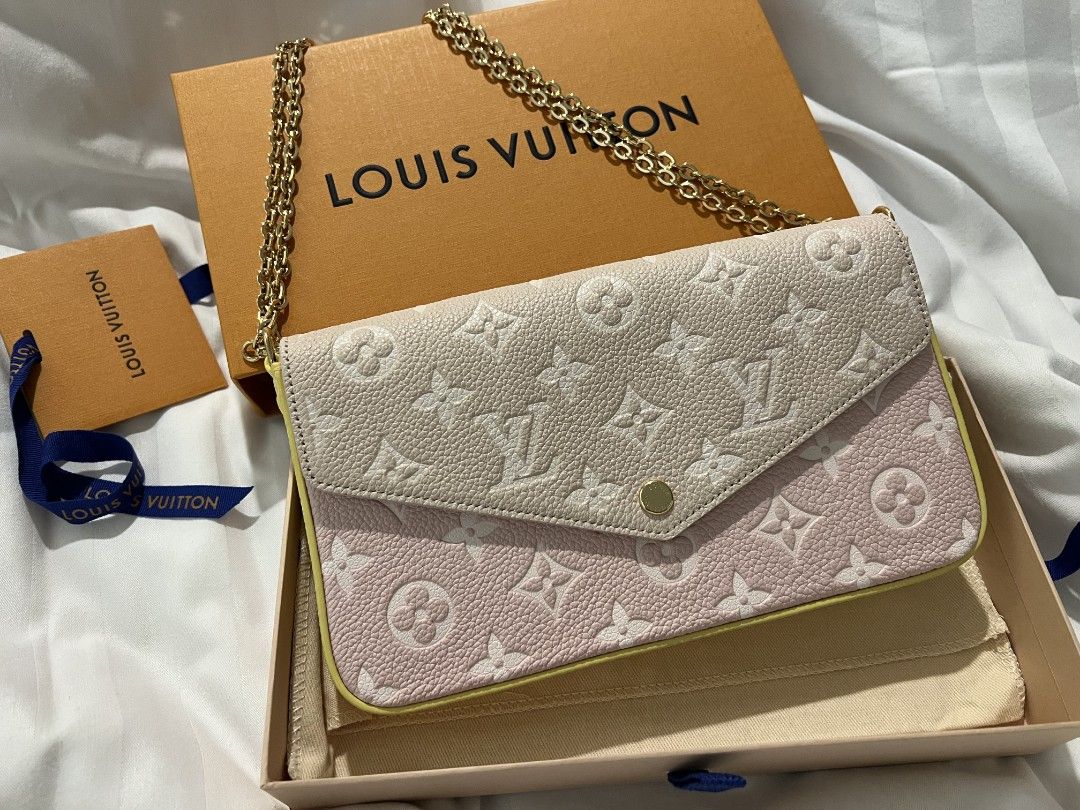 Louis Vuitton M81359 Monogram Empreinte Leather Felissie Pochette Sling bag  Pink