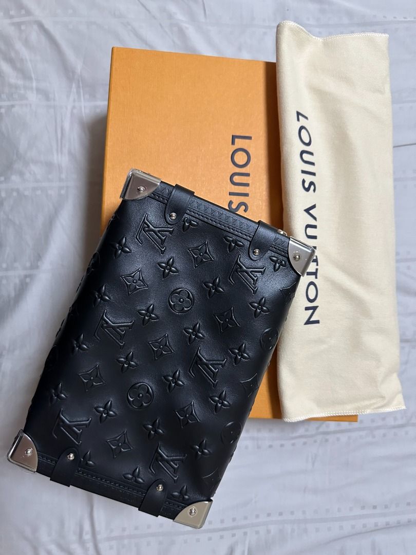 Louis Vuitton Monogram-Debossed Calfskin Side Trunk Black in