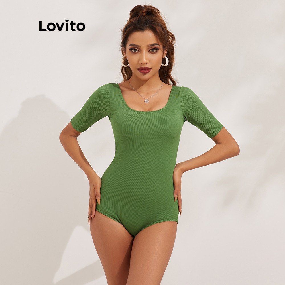 Lovito Green One piece swimsuit, Women's Fashion, Swimwear, Bikinis & Swimsuits on Carousell