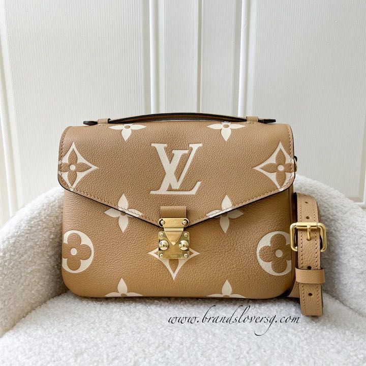 LOUIS VUITTON METIS GIANT EMPREINTE MONOGRAM POCHETTE BLACK CREME PINK BAG  NEW