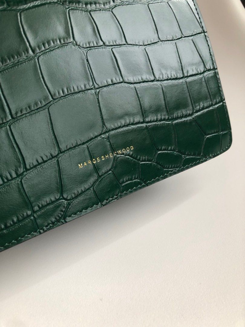 Vintage Brick Croc-Effect Leather Shoulder Bag By Marge Sherwood, Moda  Operandi