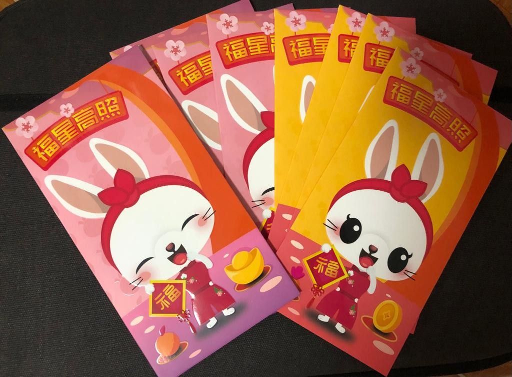 Mediacorp Year of Rabbit 2023 福星高照 red packets of 8pcs Hong bao ang bao ...