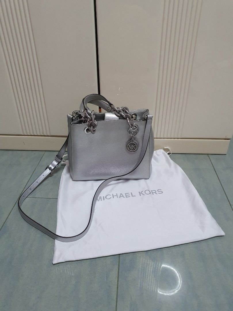 MICHAEL KORS Cynthia Small Saffiano Satchel Crossbody Handbag in