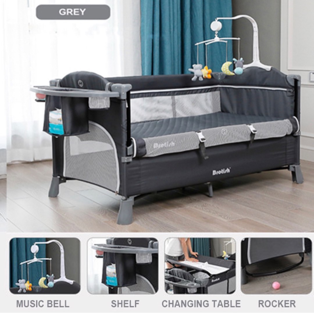 Multifunctional Doubledeck Cot Bedside Play Bed Playards Playpen