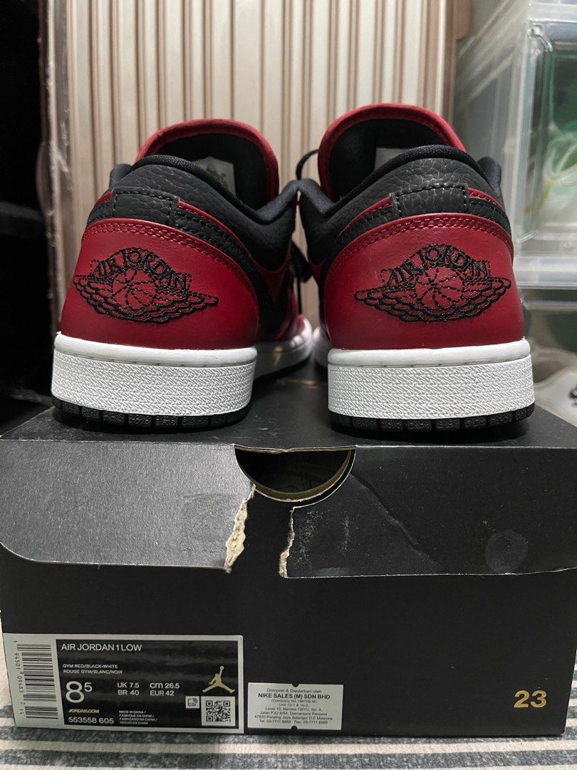 Nike Air Jordan 1 Low Gym Red, Men's Fashion, Footwear, Sneakers on