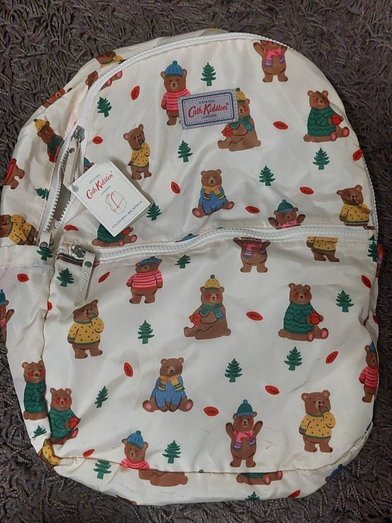 Original Cath Kidston London Woodland Bear Foldaway Backpack, Women's