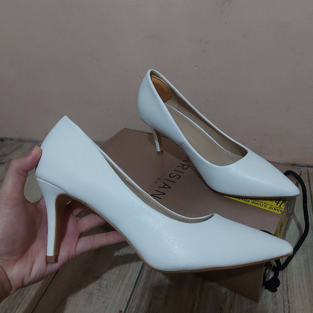 Parisian Classic White Pumps Pointed Heels