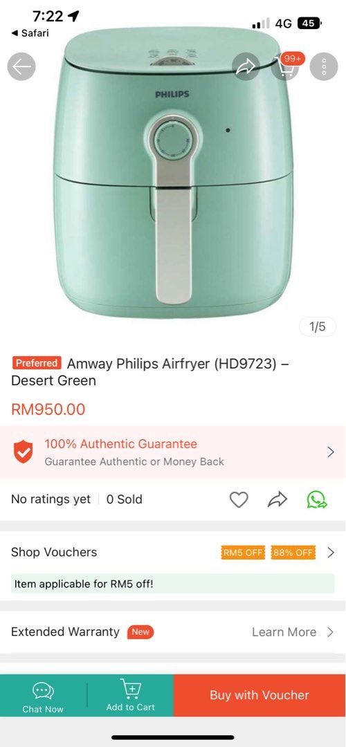Philips Air Fryer Amway, TV & Home Appliances, Kitchen Appliances
