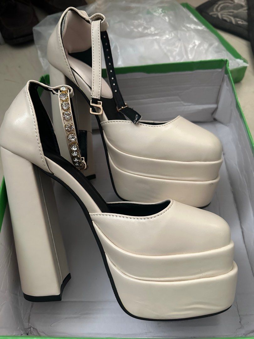 white platform shoes heels