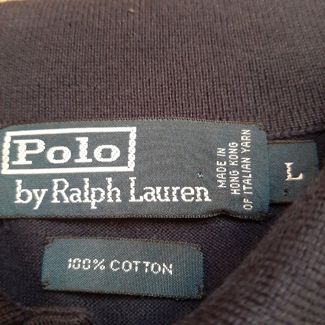 POLO RALPH LAUREN Kaos Polo Pria Lengan Panjang Basic Polos Size Large  Warna Navy