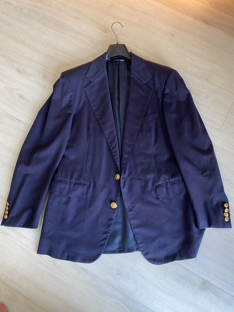 Polo Ralph Lauren Men's Navy Blue Blazer Jacket Gold buttons (approx L  size), Men's Fashion, Coats, Jackets and Outerwear on Carousell