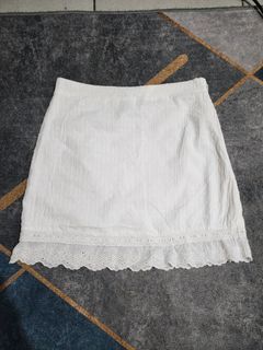 Pomelo - Ruffled Eyelet Mini Skirt (White)