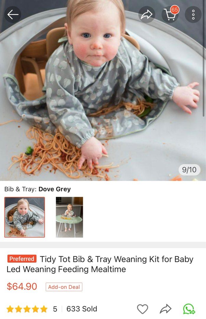 Tidy Tot Bib & Tray Kit - Dove Gret, Babies & Kids, Nursing & Feeding,  Weaning & Toddler Feeding on Carousell