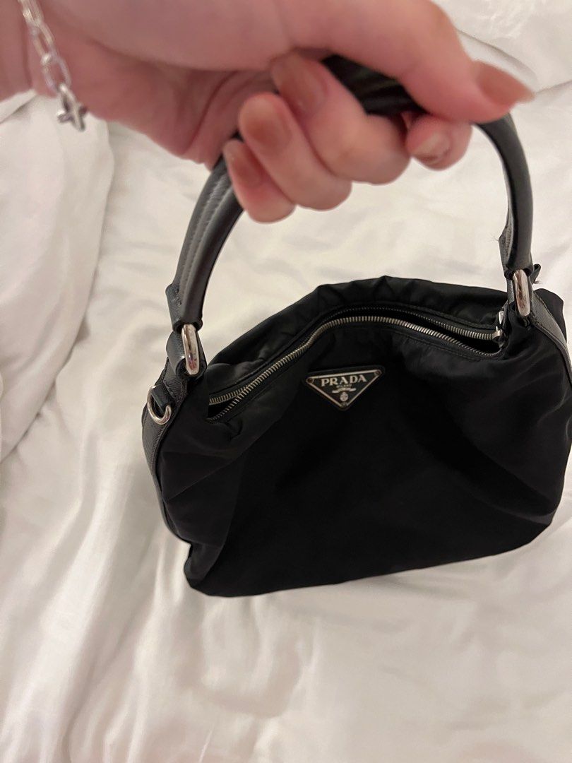 Prada Black Tessuto Classic Logo Nylon pochette baguette shoulder bag,  Women's Fashion, Bags & Wallets, Shoulder Bags on Carousell