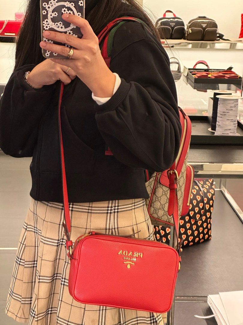 Prada red top camera bag
