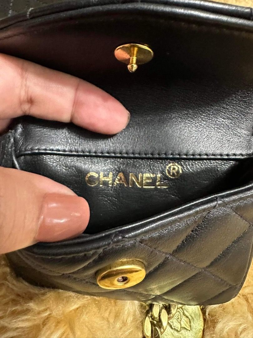 Rare Vintage 90s Chanel Belt Bag Mini Fanny Pack Waist Black