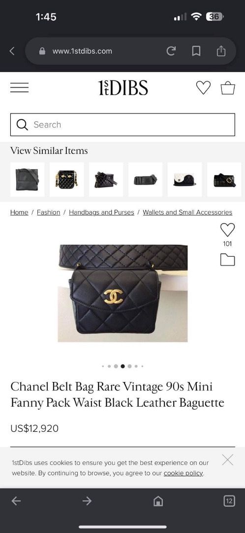 Rare Vintage 90s Chanel Belt Bag Mini Fanny Pack Waist Black Leather  Baguette, Luxury, Bags & Wallets on Carousell