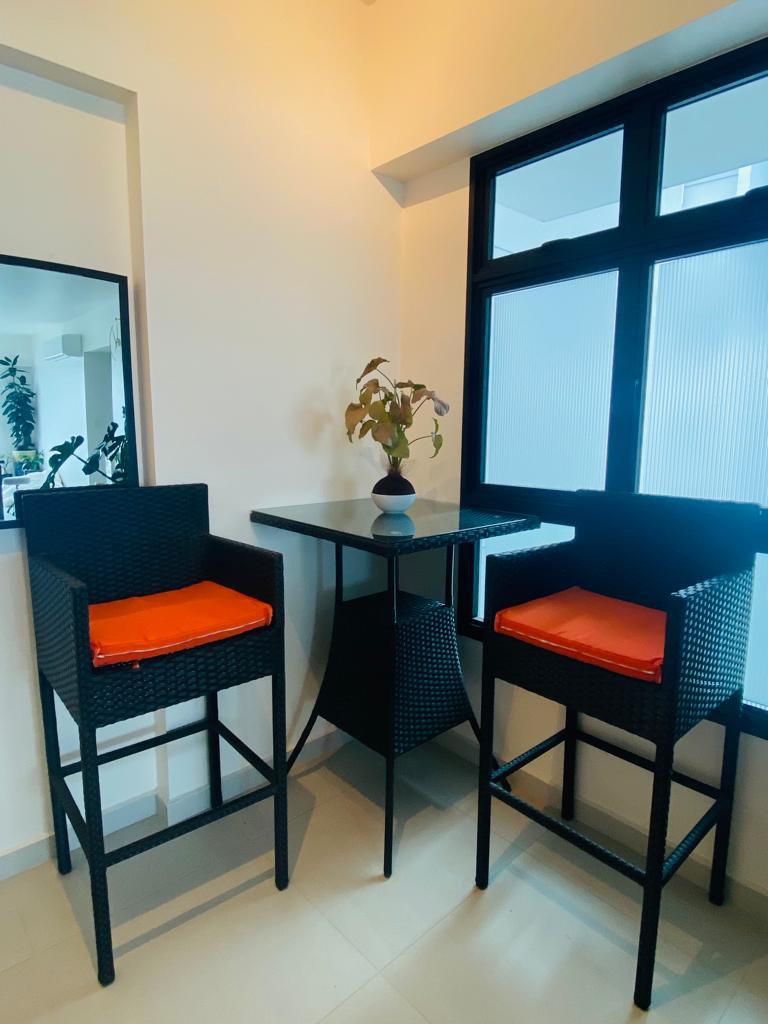 Rattan High top table and chair set, Furniture & Home Living, Furniture