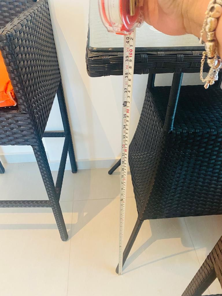 Rattan High top table and chair set, Furniture & Home Living, Furniture