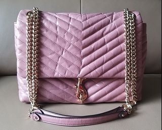 REDUCED Rebecca Minkoff Edie Flap Shoulder Bag Pink Distressed Crinkled Quilted Leather