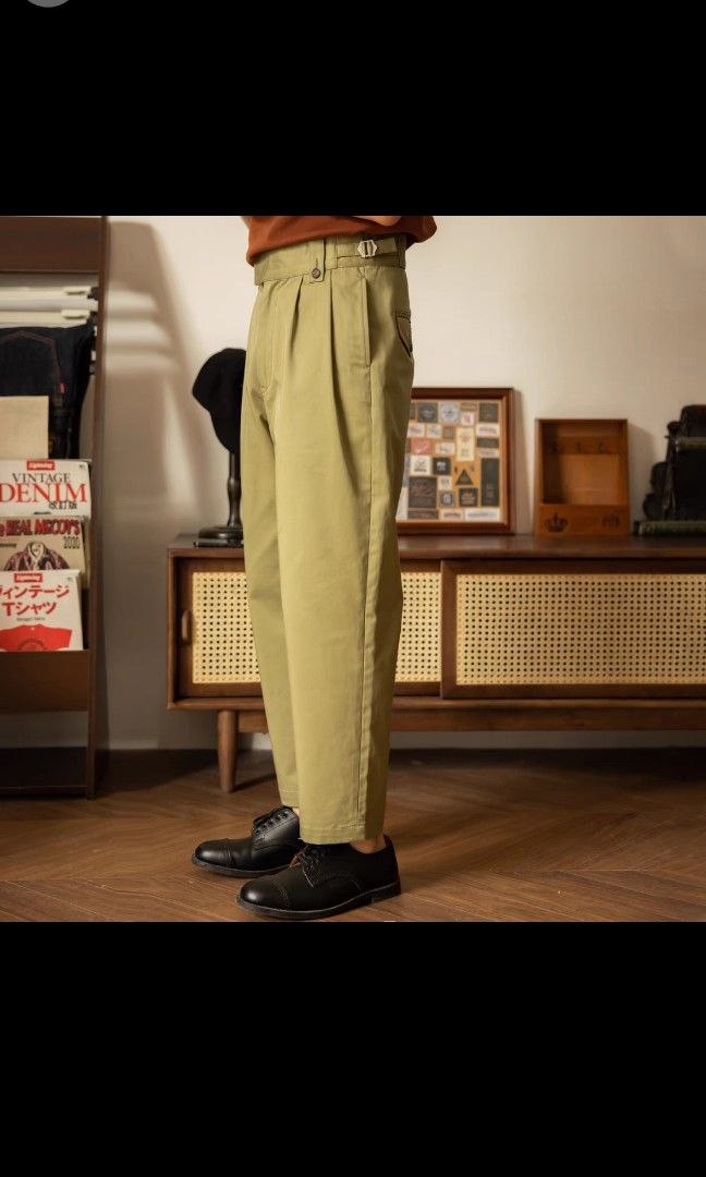 Double pleated pants hotsell