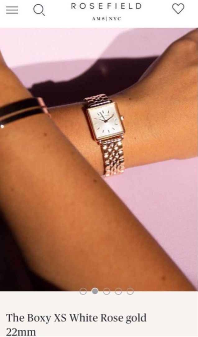 Rosefield boxy xs white rose gold 22mm watch