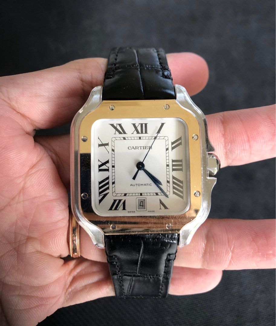 Cartier santos discount with leather strap