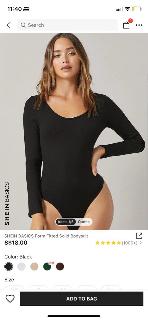 SHEIN BASICS Form Fitted Solid Bodysuit