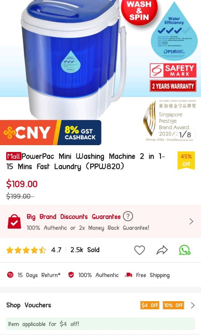 Small washing machine, TV & Home Appliances, Washing Machines and