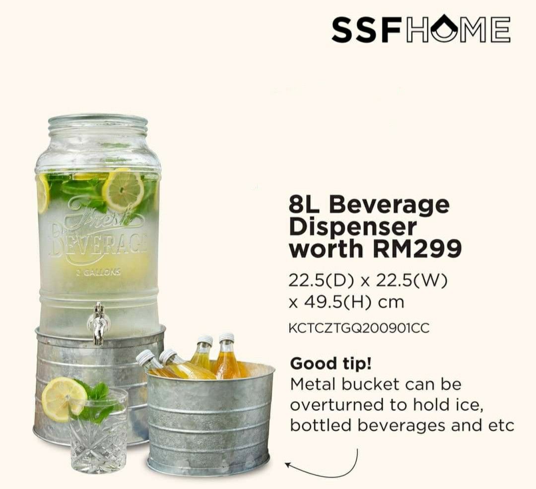 SSF 8L BEVERAGE DISPENSER, Furniture & Home Living, Kitchenware