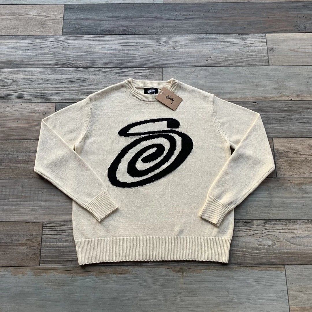 22aw stussy curly s sweater natural L - ニット/セーター