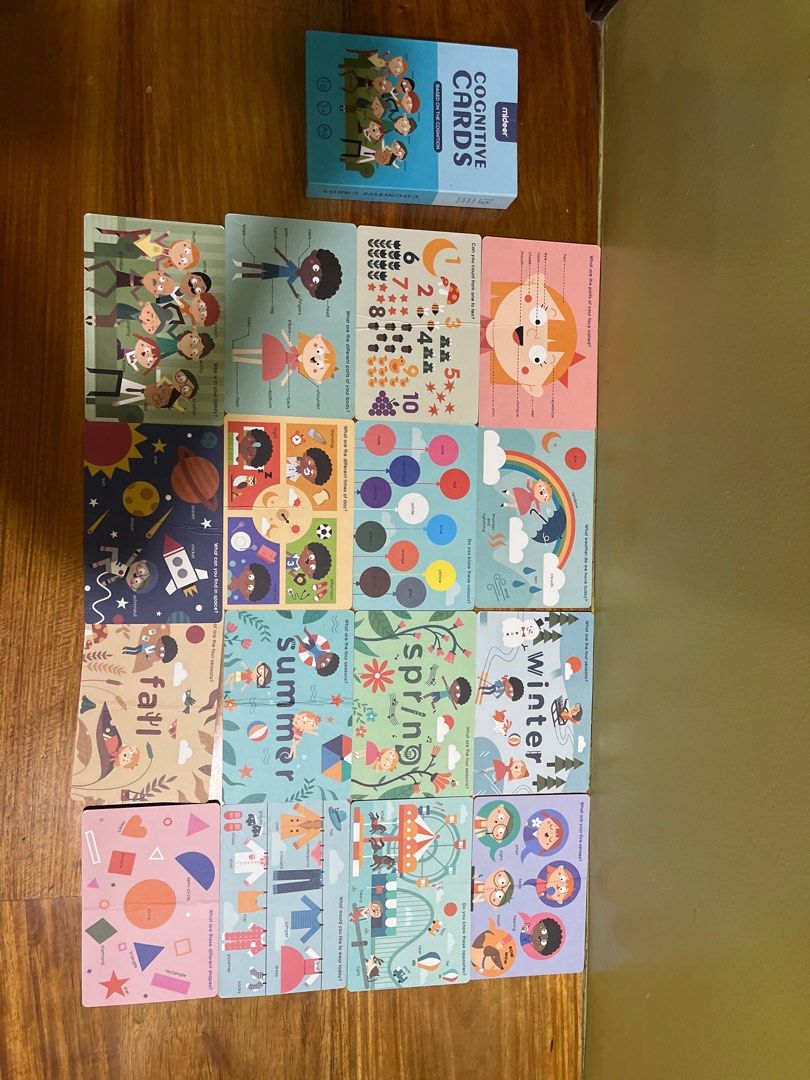 Toddler’s Mideer Cards (Category: Educational & Learning Toys) located in Quezon City. Submitted by tomato_pasta (Listing ID 1207220404, Image 2). Description: A few cards have folds but the pictures and words are in good colors and readable; P300 each 1. Encyclopaedia of Life 2. Based on the Cognition - 1 missing card.