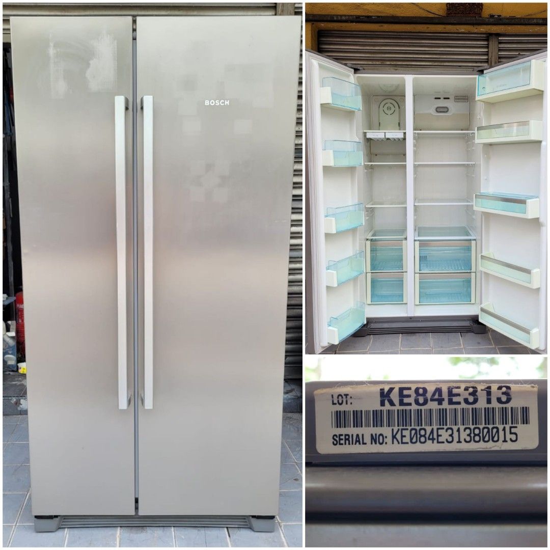 Used Bosch side by side doors fridge 550L, refrigerator peti sejuk peti ais, good condition, TV