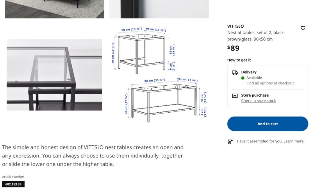 [Used] IKEA Coffee Tables VITTSJO, Furniture & Home Living, Furniture