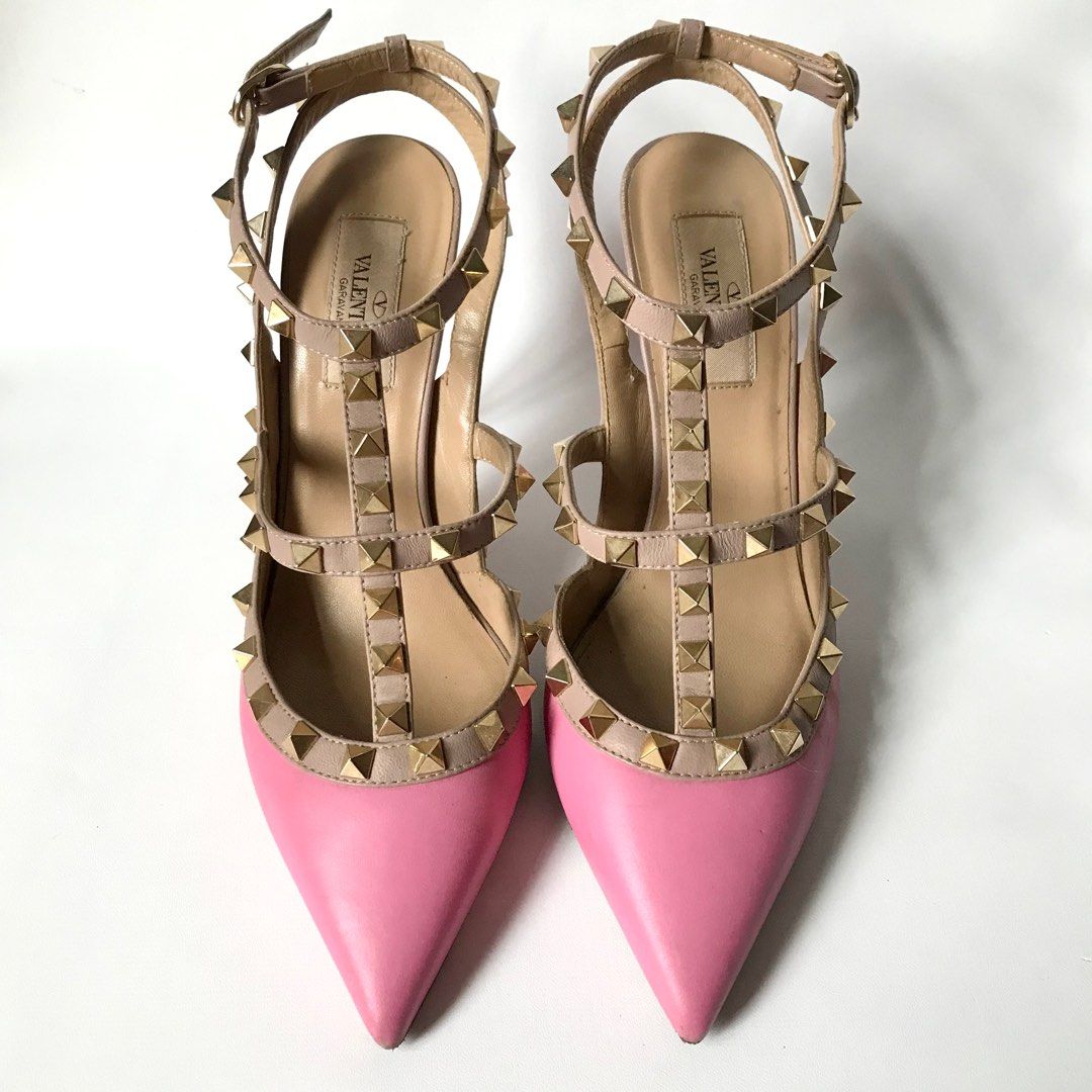 Valentino Rockstud Heels Pink, Fesyen Wanita, Sepatu di Carousell