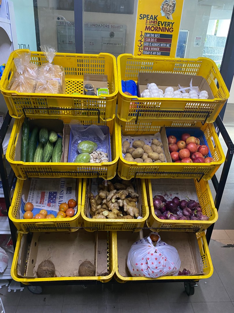 Vegetable racks with 9xbaskets, Food & Drinks, Local Eats on Carousell