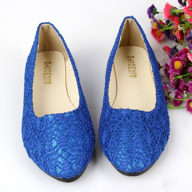 Velvet Flat Base Shoes Sapphire Blue 15443