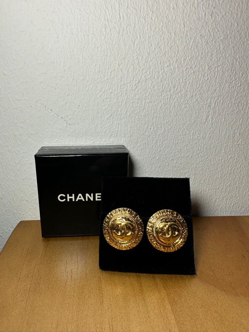 Vintage Gold Coin Dangle ClipOn Chanel Earrings  Dandelion Antiques