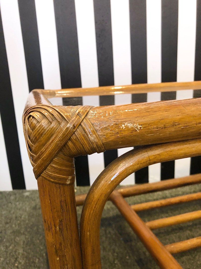 Vintage rattan glass coffee table, Furniture & Home Living, Furniture, Tables & Sets on Carousell