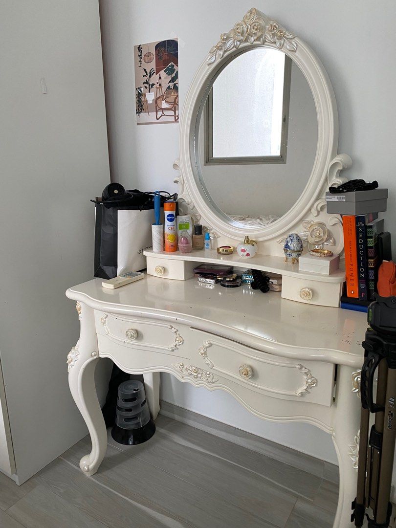 Vintage Vanity Dressing Table With Mirror, Furniture & Home Living