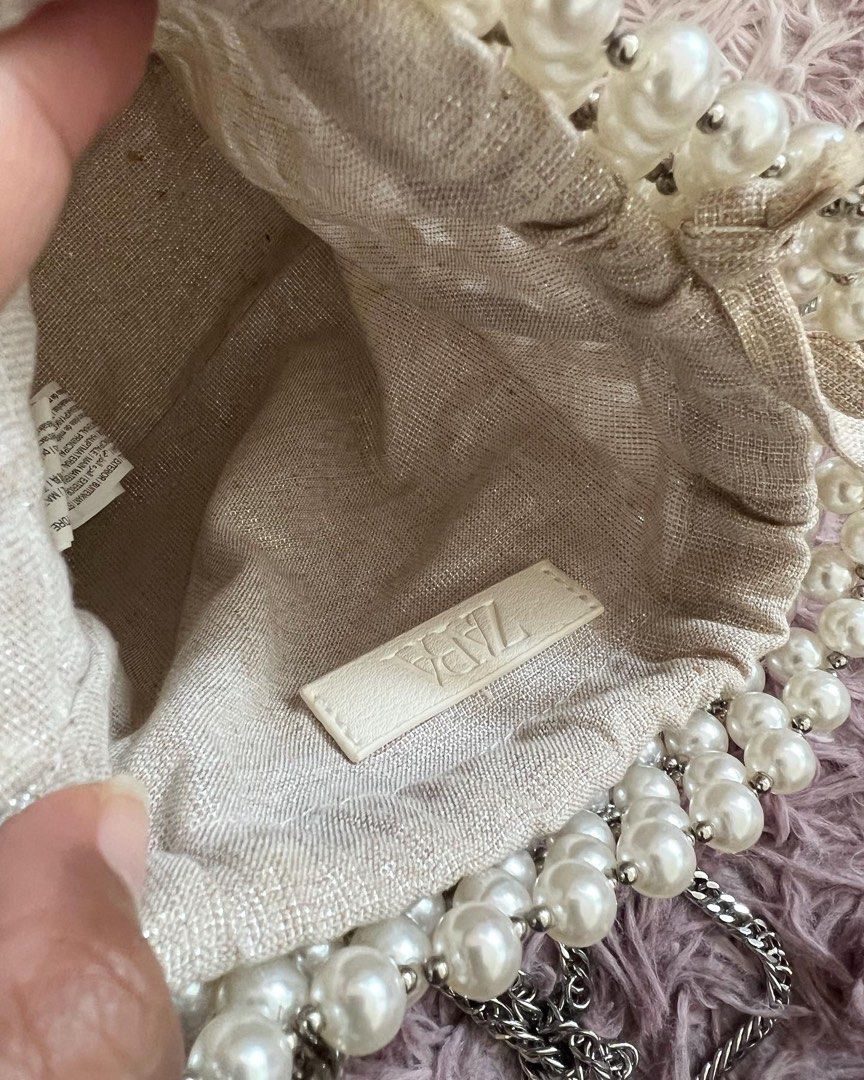 Zara pearl bead mini bucket bag new arrivals