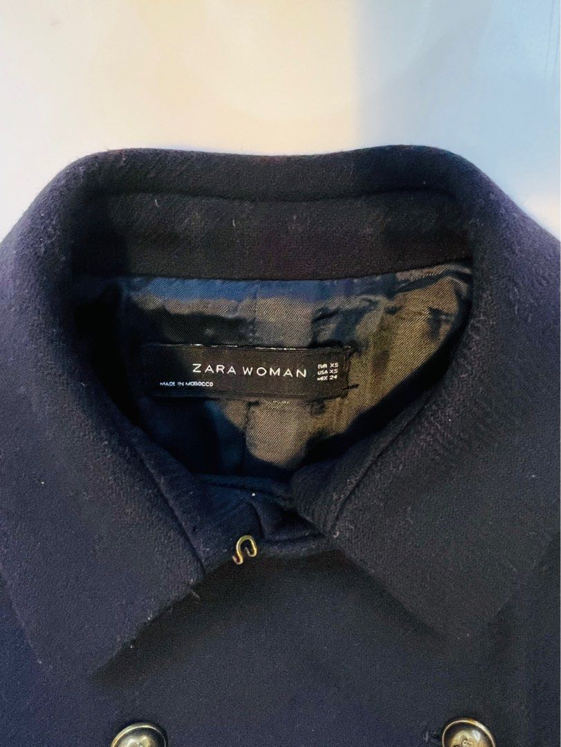 navy blue coat zara
