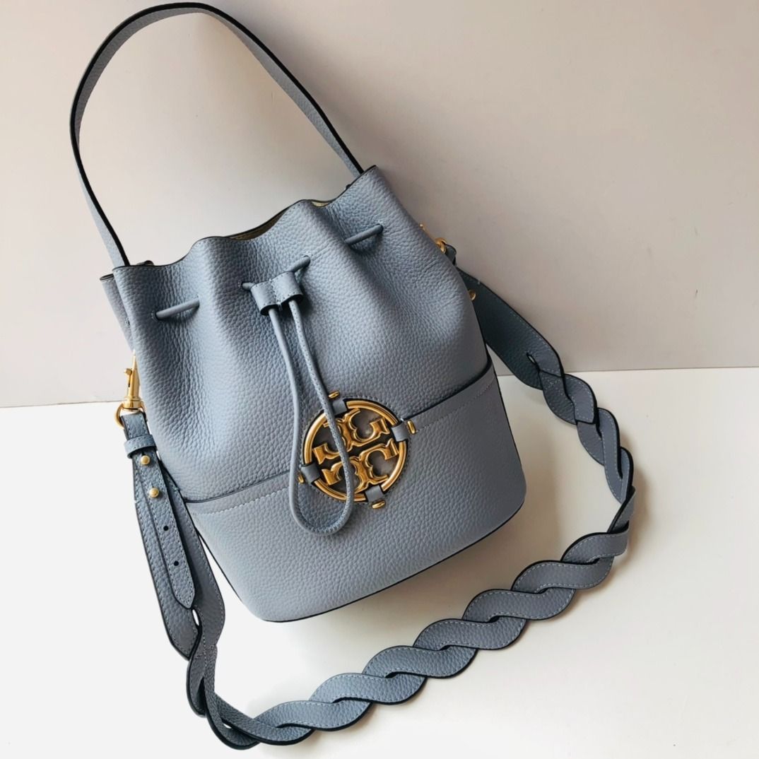 Tory burch TB 79323 Miller Double T Logo Head layer Litchi pattern leather  bucket bag shoulder bag side backpack women's bag, Luxury, Bags & Wallets  on Carousell