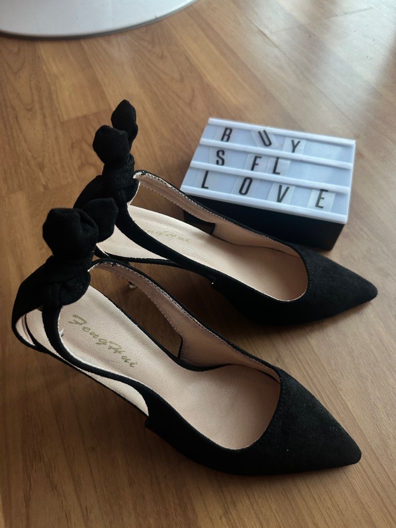 Ribbon high heels hot sale